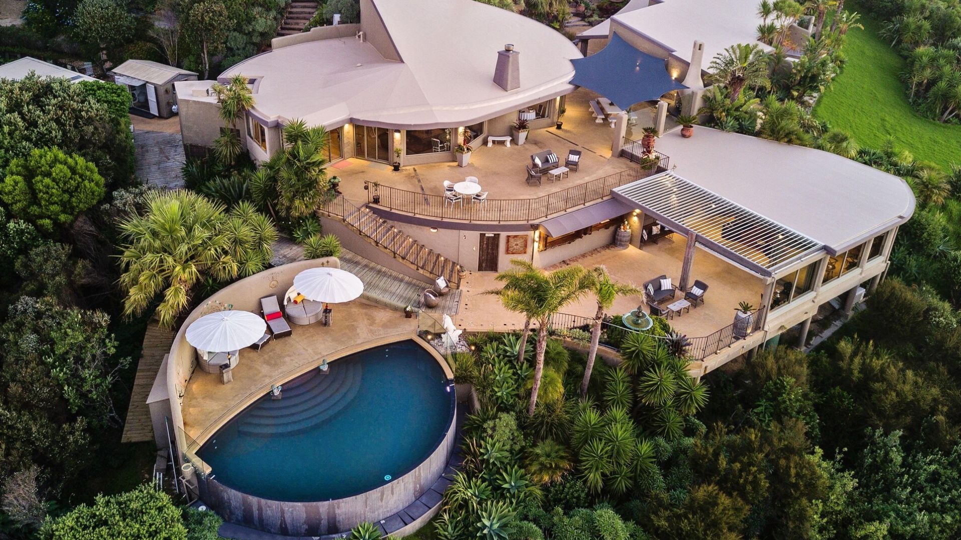 Aerial View, Delamore Lodge, Waiheke Island