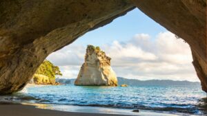 Cathedral Cove Beach And Scenic View New Zealand