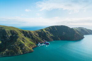 Akaroa Helicopter Tour Arial View Of Helicopter And Mountains