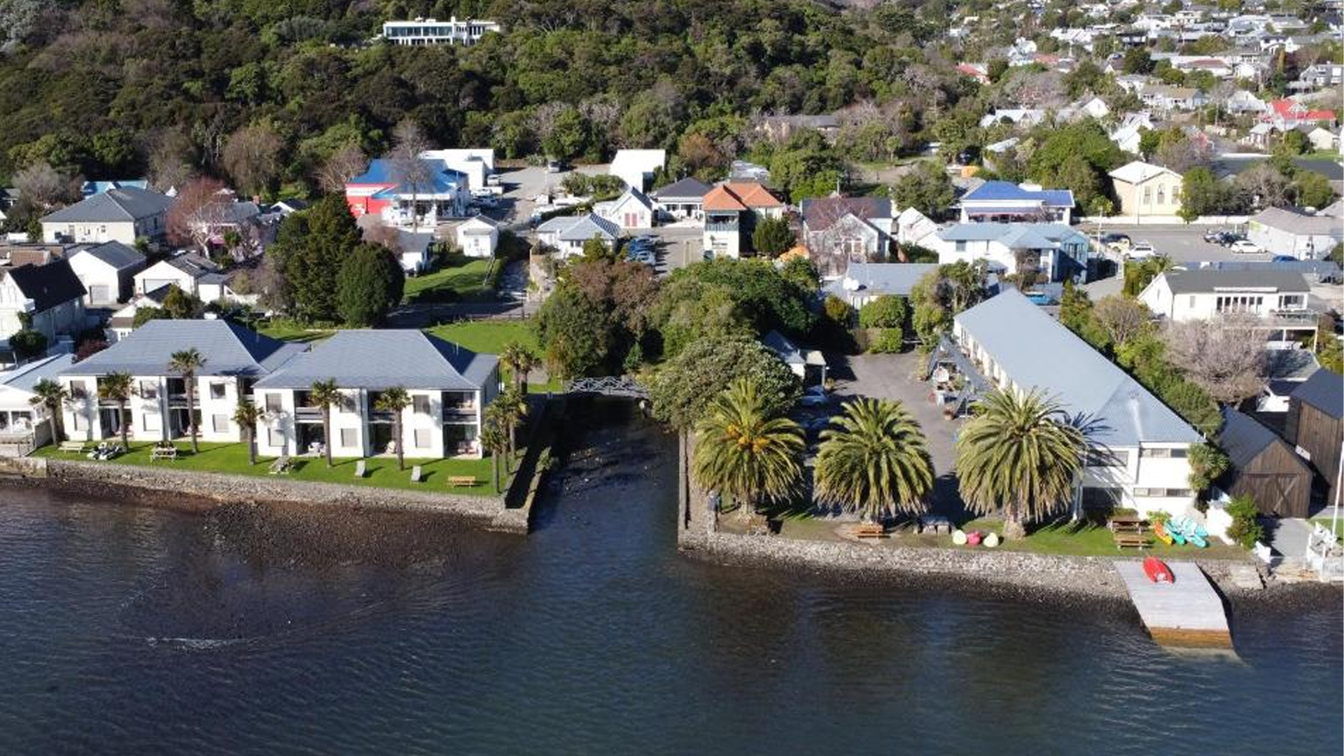 Akaroa Waterfront Motels Arial View
