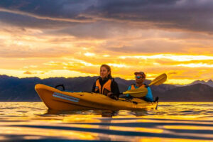 Guided Sunset Evening Classic Kayak Couple Kayaks While Gorgeous Sunset