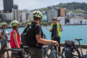 Intro To Wellington Guided Bike Tour Group Listens To Guide