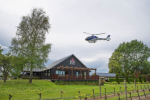 Melton Estate Boutique Winery Heli Lunch Helicopter Hovers Over Winery