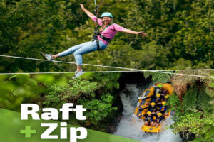 Okere Zip And Raft Woman Ziplines Above Rapids