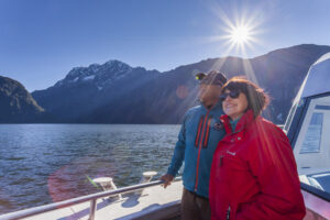 Private Milford Sound Experience Couple Enjoy View From Boat