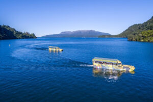 Tarawera And Lakes Tour Duck Boats In Water