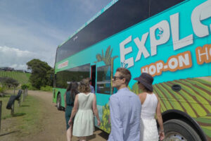 Waiheke Sea Land Sky Deluxe Tour Guests Exit Bus